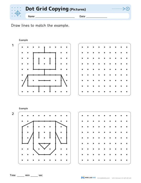 Dot Grid Copying: Pictures Level 3 worksheet example