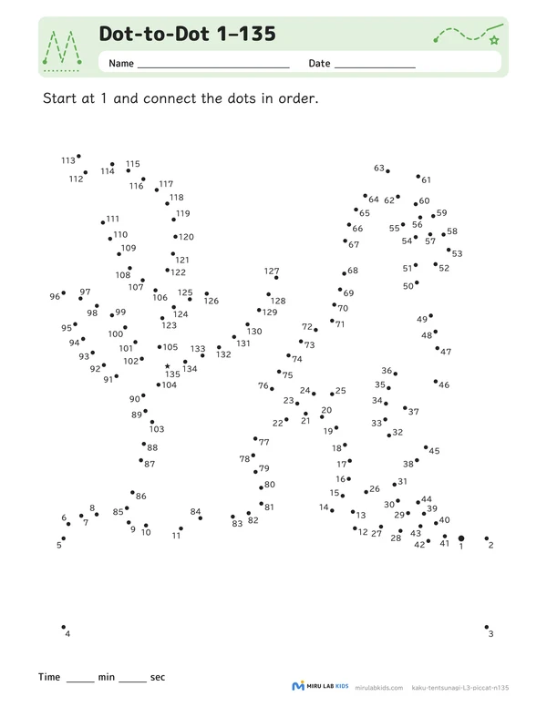 Dot-to-Dot Level 3 worksheet example