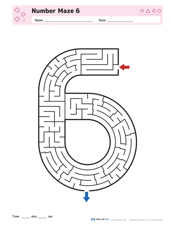Number Mazes Level 3 Number 6 worksheet