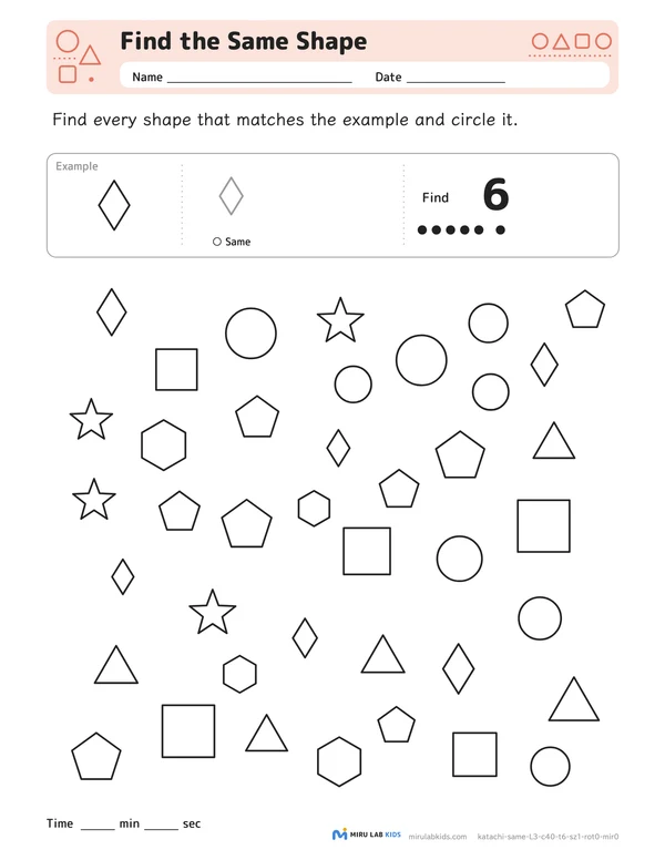 Find the Same Shape Level 3 No. 2 worksheet