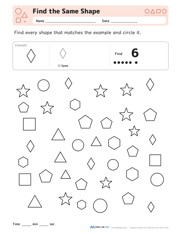 Find the Same Shape Level 3 No. 3 worksheet