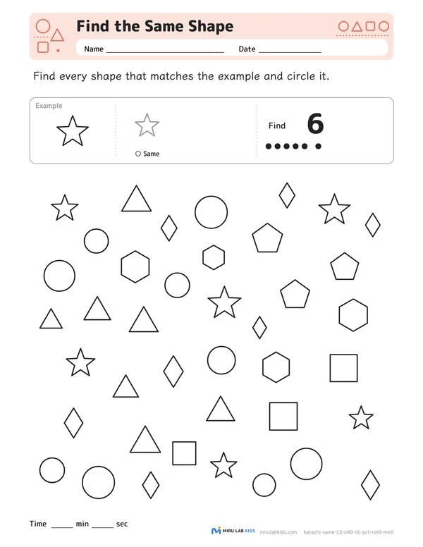 Find the Same Shape Level 3 No. 4 worksheet