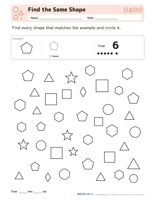 Find the Same Shape Level 3 No. 5 worksheet