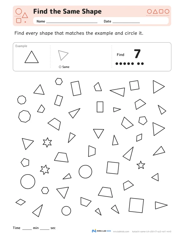 Find the Same Shape Level 4 No. 2 worksheet