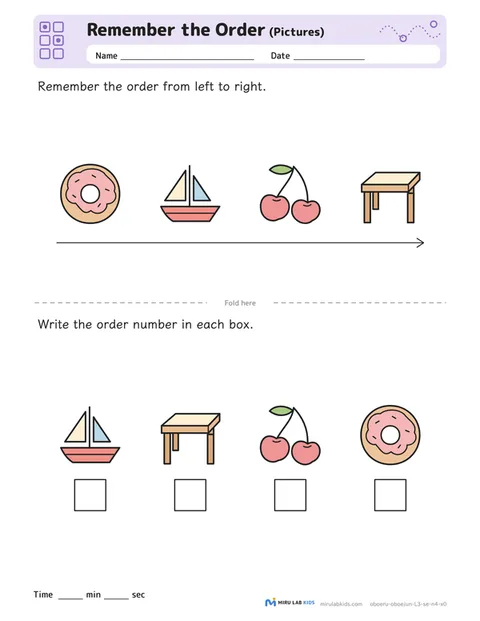 Remember the Order: Pictures Level 3 No. 3