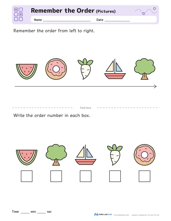 Remember the Order: Pictures Level 4 No. 3 worksheet