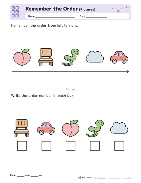 Remember the Order: Pictures Level 4 No. 5 worksheet