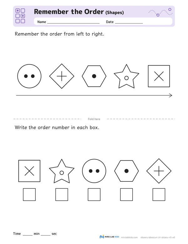 Remember the Order: Shapes Level 4 No. 3 worksheet