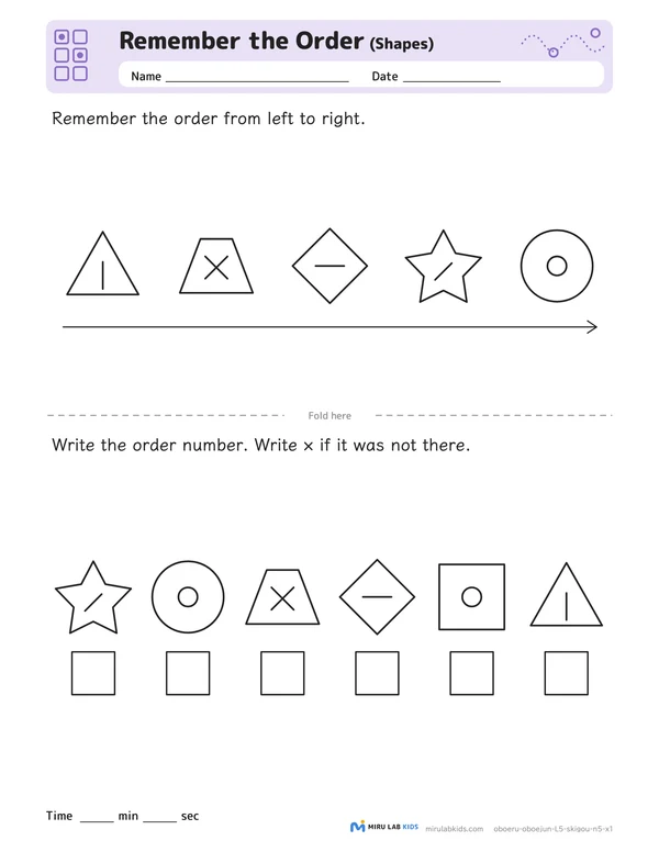 Remember the Order: Shapes Level 5 No. 2 worksheet