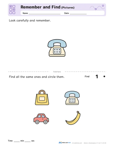 Remember and Find: Pictures Level 1 No. 2