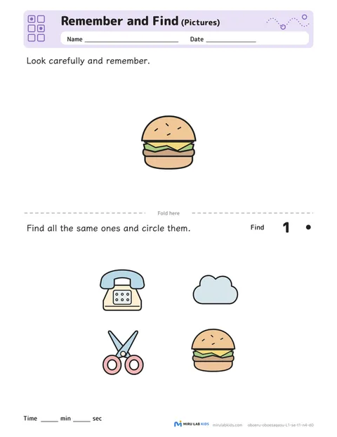 Remember and Find: Pictures Level 1 No. 4
