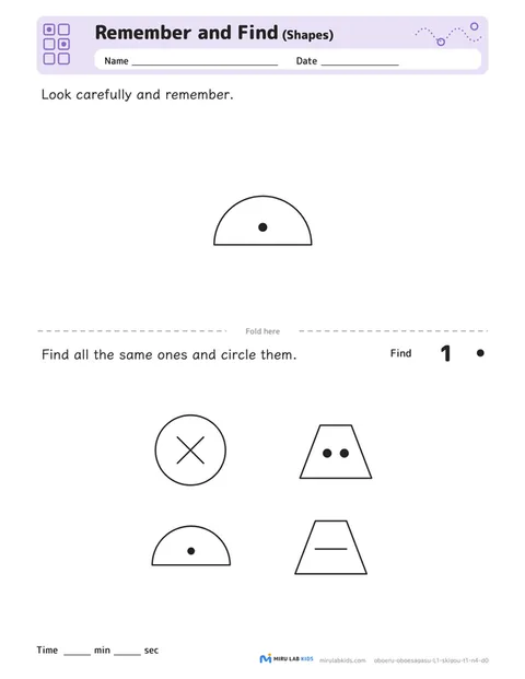 Remember and Find: Shapes Level 1 No. 3
