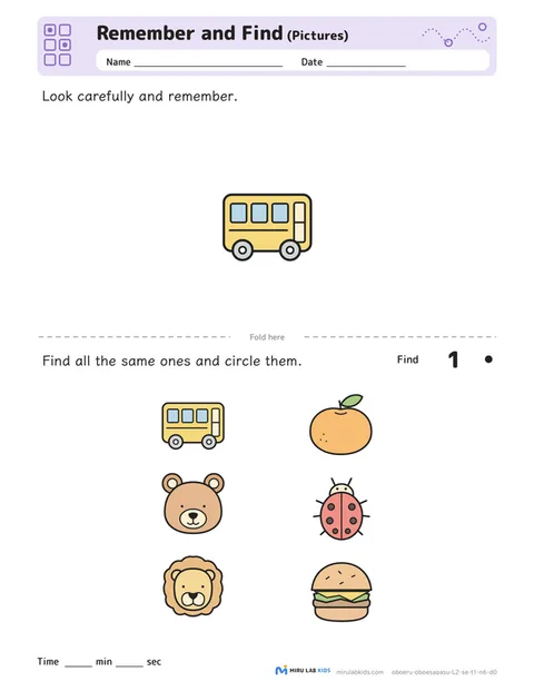 Remember and Find: Pictures Level 2 No. 1