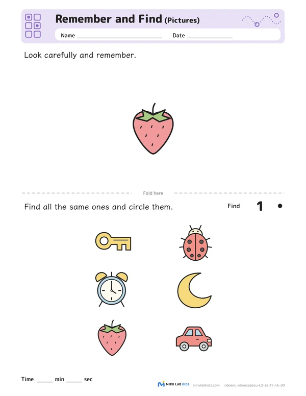 Remember and Find: Pictures Level 2 No. 5 worksheet