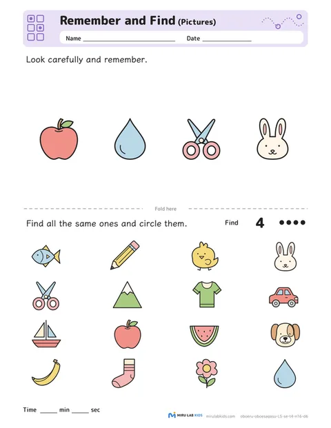 Remember and Find: Pictures Level 5 No. 1