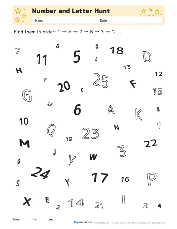 Number and Letter Hunt Level 5 No. 2 worksheet