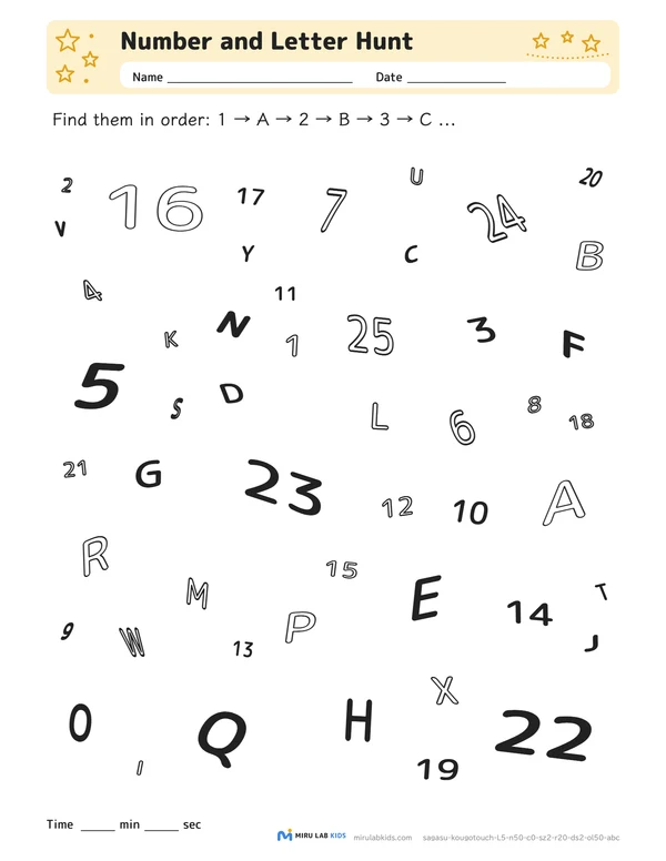 Number and Letter Hunt Level 5 No. 3 worksheet