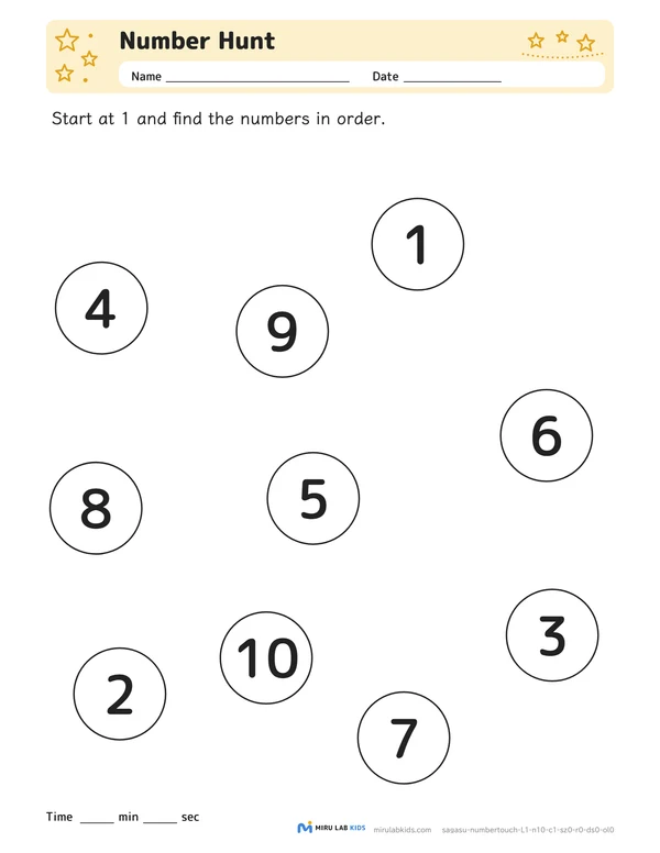 Number Hunt Level 1 No. 4 worksheet