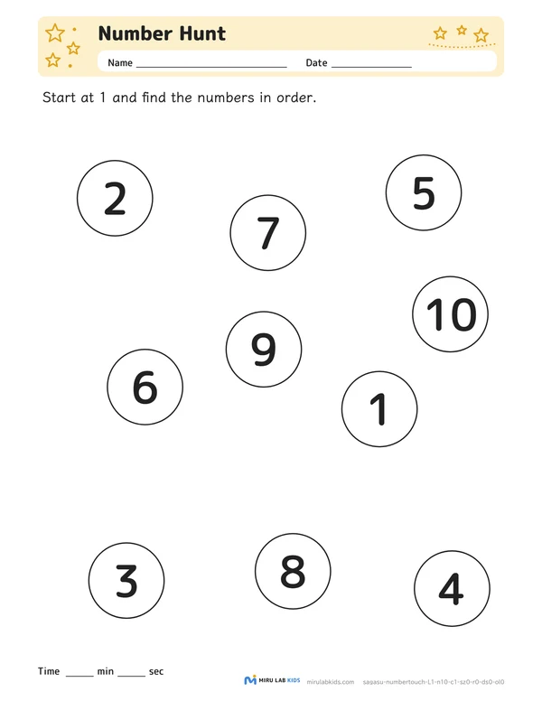 Number Hunt Level 1 No. 5 worksheet