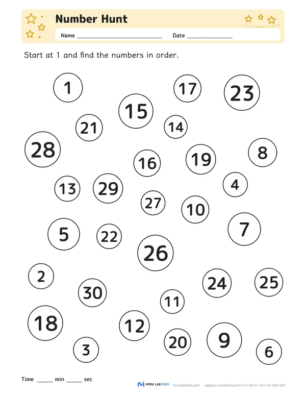 Number Hunt Level 3 No. 2 worksheet