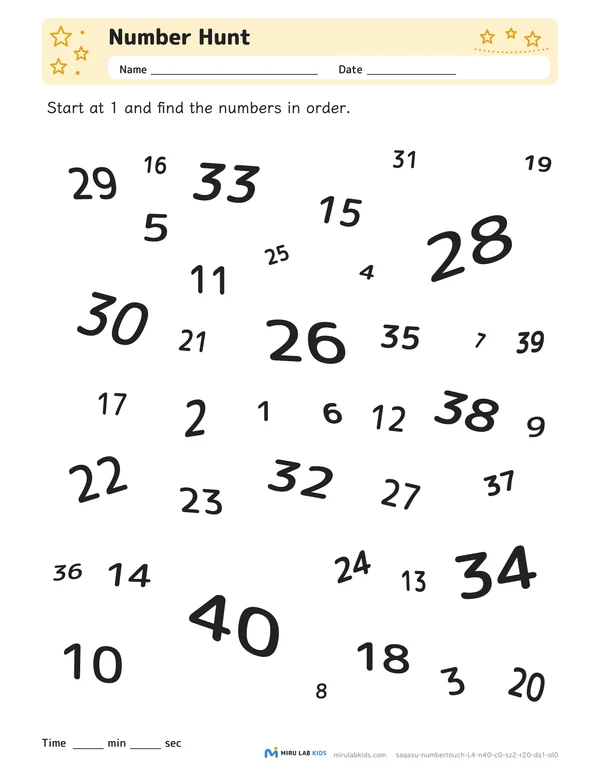 Number Hunt Level 4 No. 2 worksheet