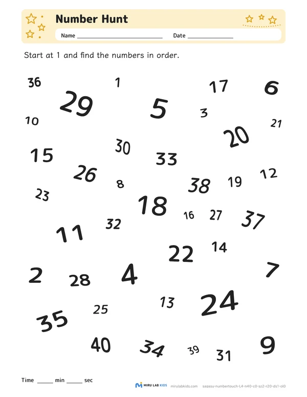 Number Hunt Level 4 No. 5 worksheet