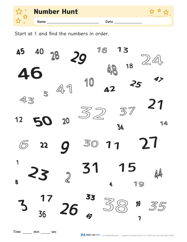 Number Hunt Level 5 No. 2 worksheet