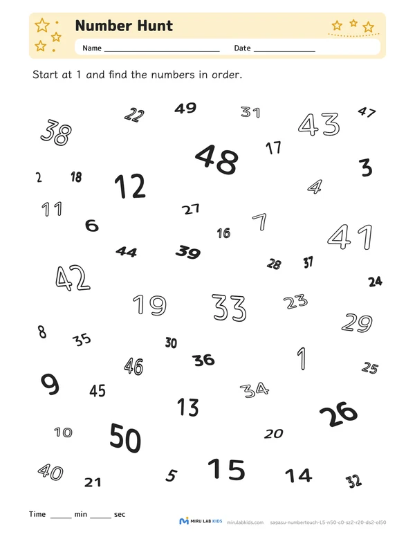 Number Hunt Level 5 No. 3 worksheet