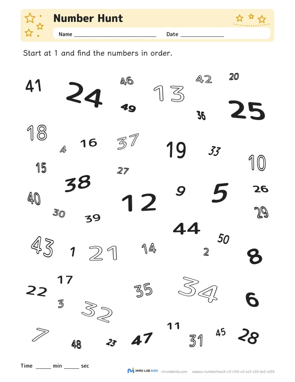Number Hunt Level 5 No. 4 worksheet