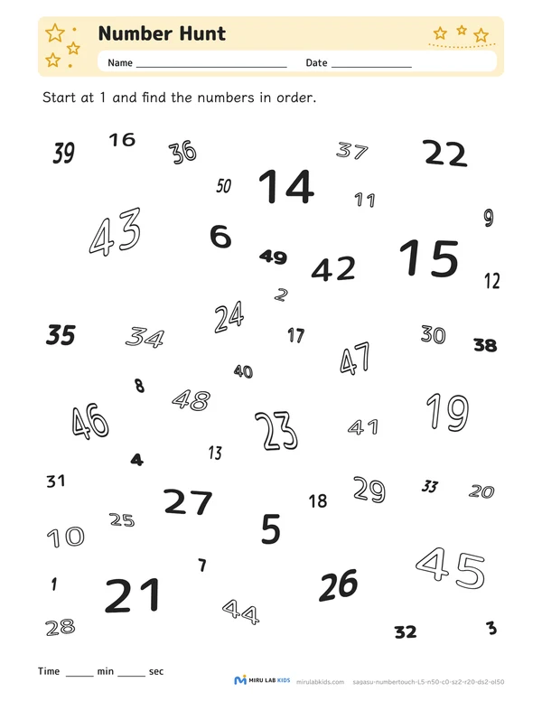 Number Hunt Level 5 No. 5 worksheet