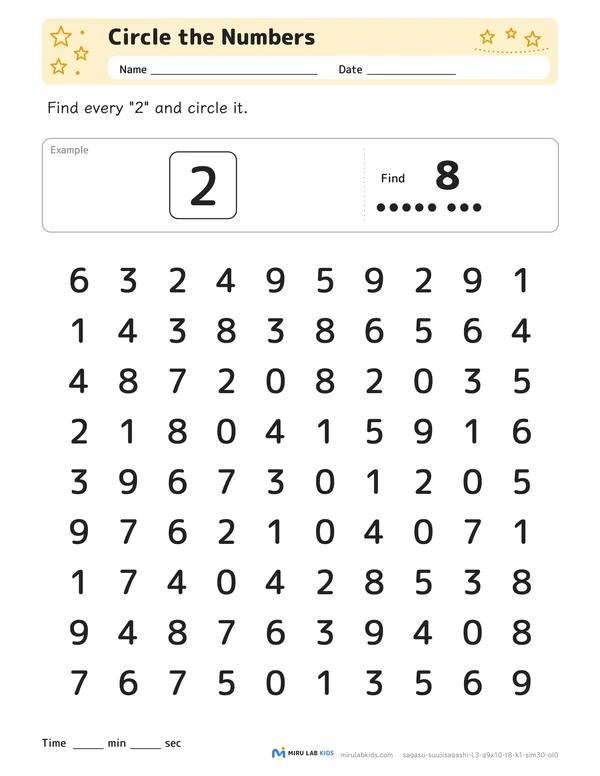 Circle the Numbers Level 3 No. 3 worksheet