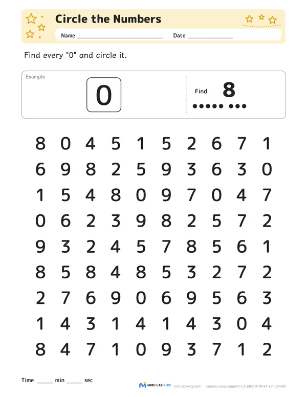 Circle the Numbers Level 3 No. 4 worksheet