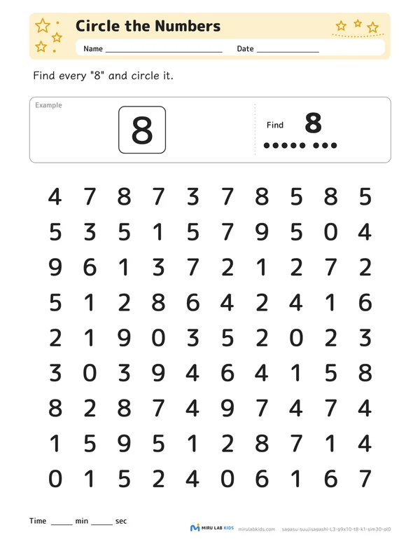 Circle the Numbers Level 3 No. 5 worksheet